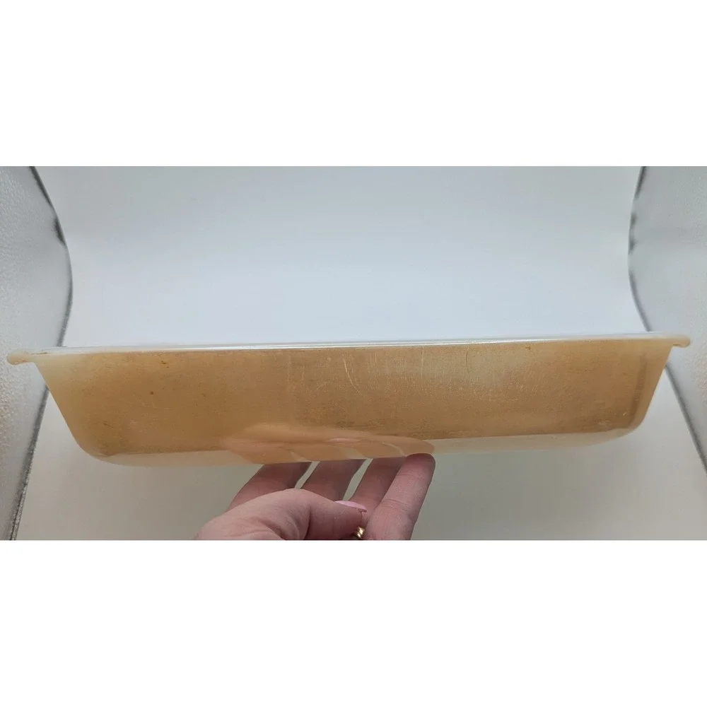 Vtg 1.5qt 432 Fire-King‎ Peach Luster Milk Glass Rectangular Baking Dish Anchor